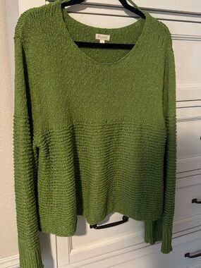 Pilcro Olive Green Scoop Neck Sweater